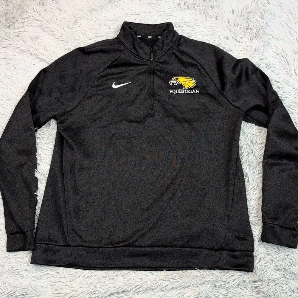Nike Sweatshirt Womens‎ M Black Equestrian Swoosh Athletic Half Zip Athletic